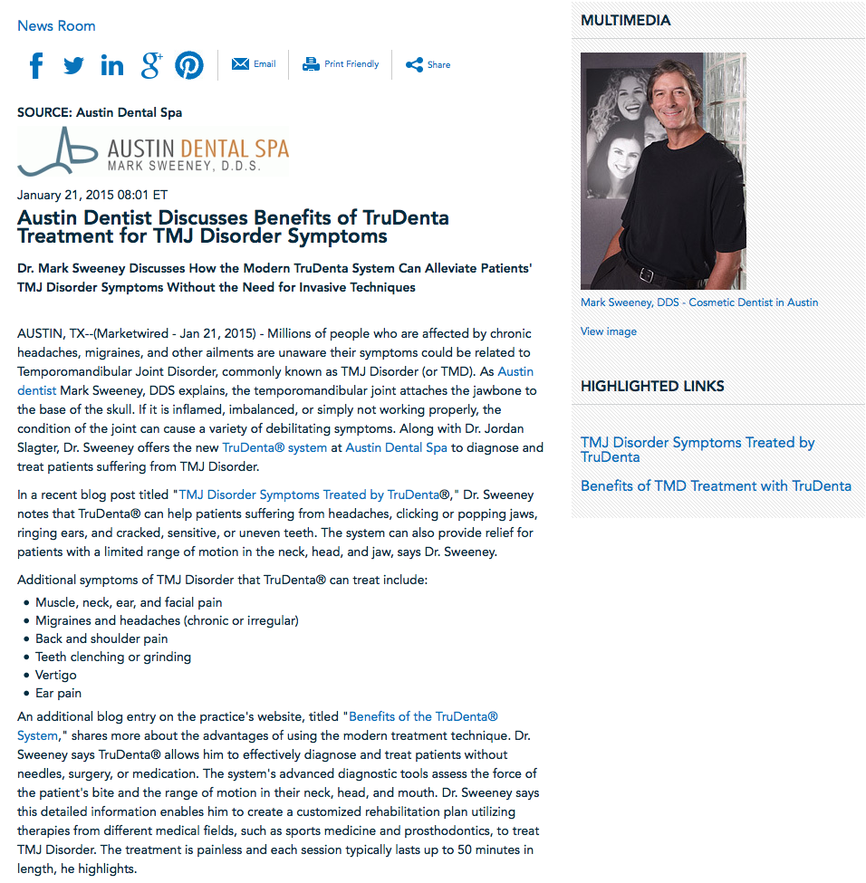 Austin Dentist Discusses Benefits of TruDenta® Treatment for TMJ