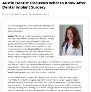 Austin Dental Spa’s team of professionals explains the dental implant surgery aftercare process to ensure a healthy recovery for their patients. Read more.