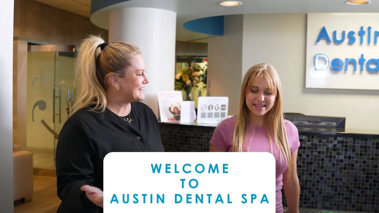 Patient being welcomed to Austin Dental Spa