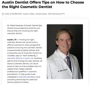 Dr. Sweeney explains how patients can choose the right cosmetic dentist through basic research and planning.